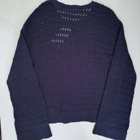 Hudson North Navy Blue Cotton Open Knit Sweater NWT - Picture 2 of 5